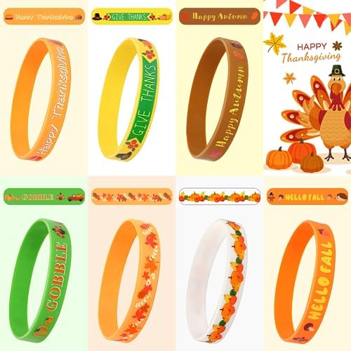 JUNEBRUSHS 42pcs Thanksgiving Silicone Bracelets 1