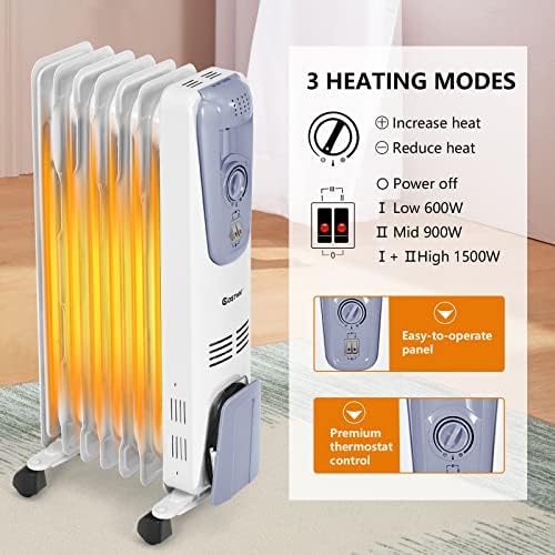 KOTEK 1500W Oil Filled Radiator Heater for Bedroom