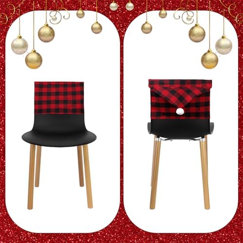 GlyinnHe 4 Pack Red Black Buffalo Plaid Chair Covers