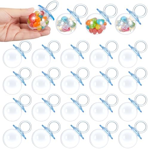 24 Pcs Blue Pacifier Candy Bottles for Baby Shower Favors