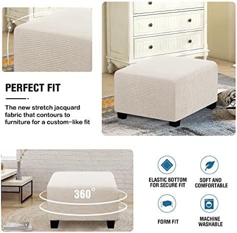 HVERSAILTEX Square Ottoman Slipcover with Elastic Bottom 1
