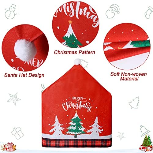 Yinder 6 Pcs Christmas Chair Covers with Santa Hat Design