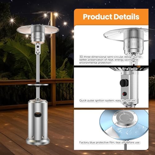 KIMORE Umbrella Heater Light 48000 BTU Freestanding Heater with Wheels 1