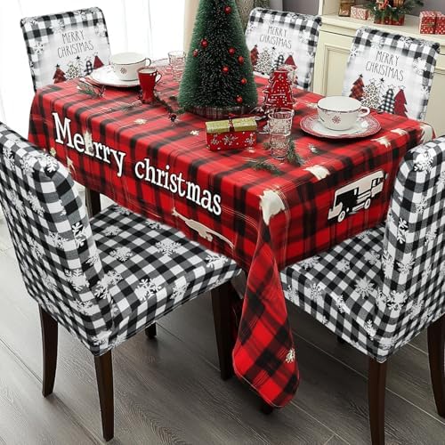 Buffalo Plaid Xmas Chair Covers Set of 6