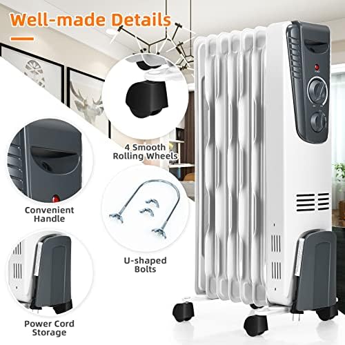 KOTEK 1500W Electric Oil Filled Radiator Heater