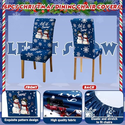 Moukeren 6 Pcs Christmas Chair Covers Snowman Decor