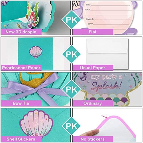 OurWarm 24 Piece Mermaid Invitation Set