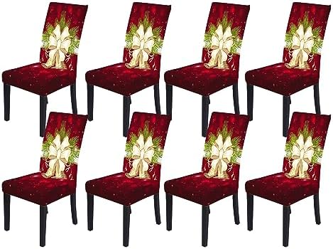 Muuyi Christmas Chair Covers 8 Pack Stretch Slipcovers
