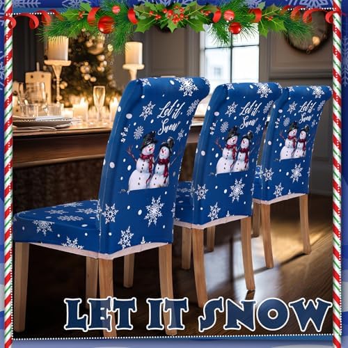 Moukeren 6 Pcs Christmas Chair Covers Snowman Decor