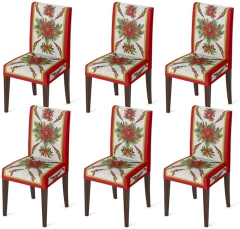 Horaldaily 6PCS Christmas Dining Chair Covers with Ribbons