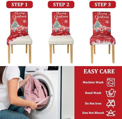 Christmas Chair Covers Set of 4 Red Truck Design
