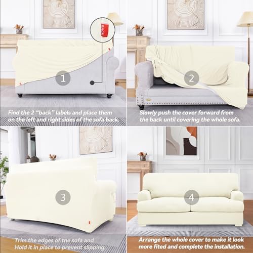 Molasofa 3 Piece T Cushion Loveseat Slipcover Set