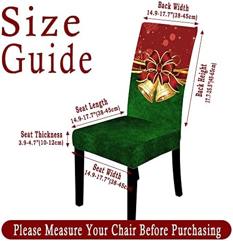 NIDITW 4PCS Stretch Bell Print Dining Chair Covers Red and Green