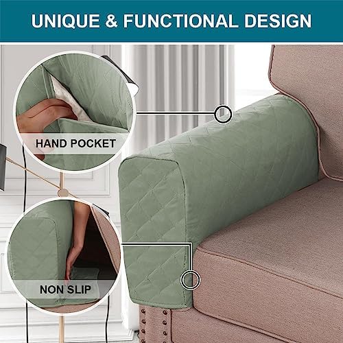 Turquoize 2 Pack Waterproof Armrest Covers for Chairs and Sofas