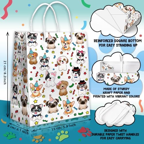 24 Pcs Dog Party Favor Bags with Handles