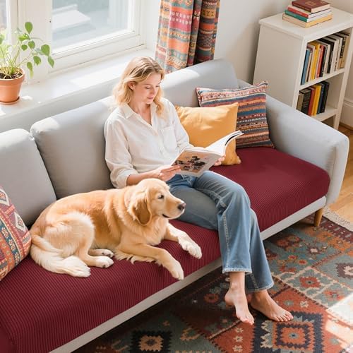 Hokway Sofa Slipcover - Christmas Wine Red Large