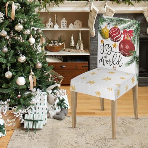Horaldaily 6PCS Christmas Chair Covers with Balls