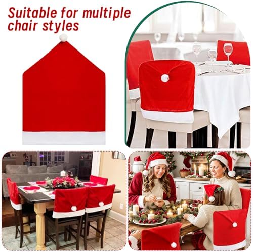 Red Santa Hat Dining Chair Covers Set of 4 1