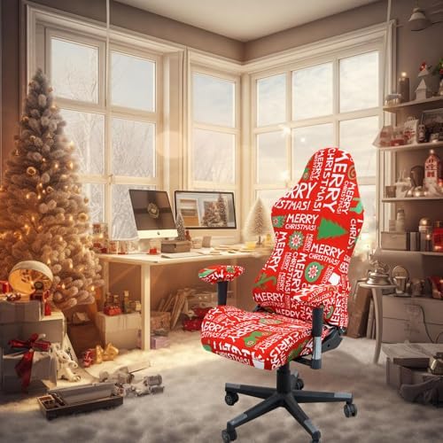 Gaming Chair Covers with Armrest Protection - Christmas Vermilion