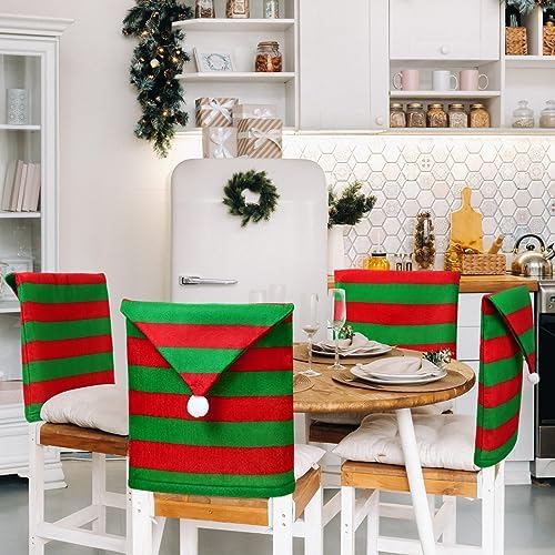 Newwiee 8 Pcs Christmas Chair Covers Set Santa Hat Slipcover