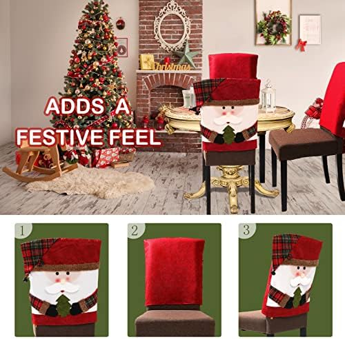4PCS Christmas Chair Covers with Santa Claus Decor