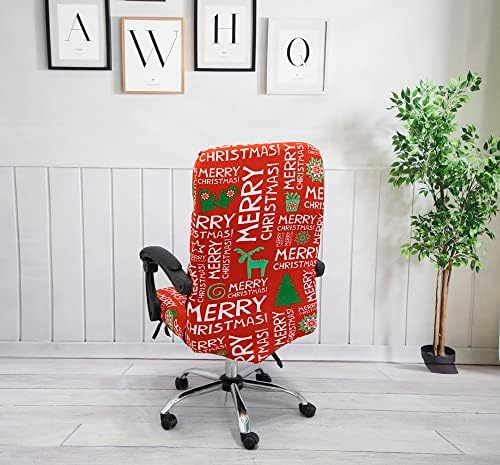 Christmas Office Chair Cover with Zipper and Reindeer Print