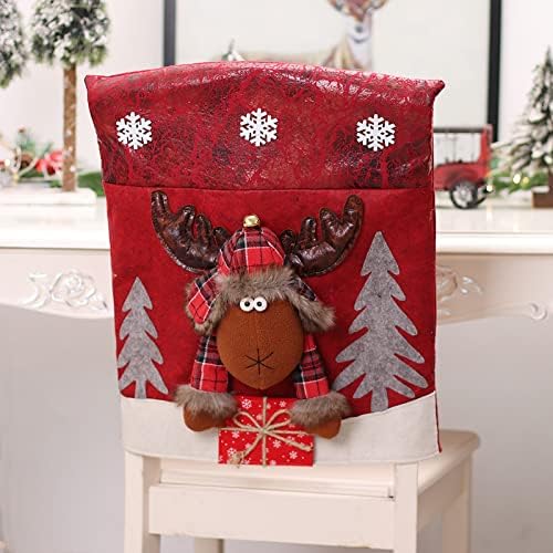 FQQWEE 4PCS Christmas Chair Covers with Santa Snowman Designs