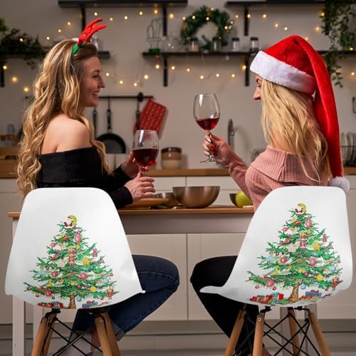 6 Pcs Christmas Chair Covers with Christmas Tree Design