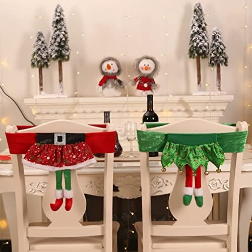 ANMINY 4PCS Christmas Chair Sashes Red Skirt