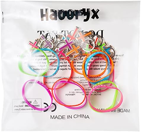 Haooryx Religious Bracelets Cross Keychains 24Pcs