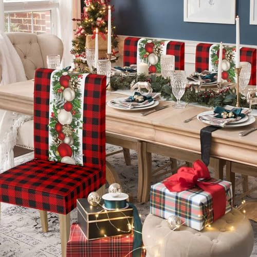 Horaldaily 6PCS Christmas Dining Chair Covers