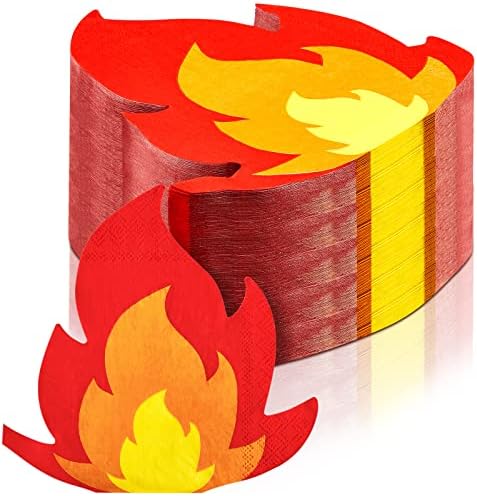 Henoyso 100 Pcs Fire Napkins 65 Inch Flame Shaped Party Supplies