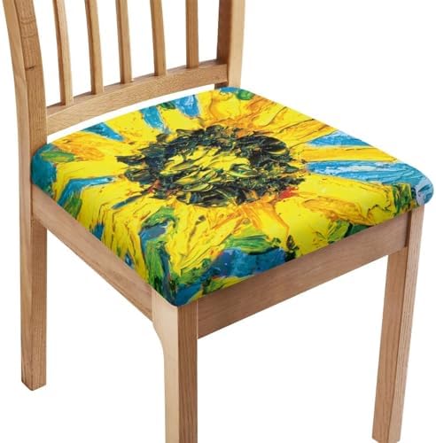 Oil On Canvas Sunflower Chair Covers 4 Pack 1