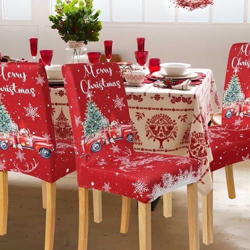 Christmas Chair Covers Set of 4 Red Truck Design