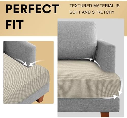 PrinceDeco 3 Piece T Cushion Slipcovers with Elastic Bottom