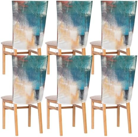 Poeticcity 6 Pack Dining Chair Slipcovers with Painted Canvas Texture