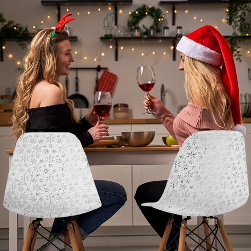 Moukeren 4 Pcs Christmas Chair Covers with Snowflakes