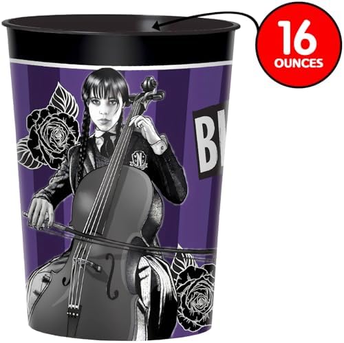 Amscan Black Purple Wednesday Plastic Favor Cup 16oz Pack of 1