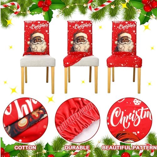6 Pcs Christmas Dining Chair Covers with Santa Pattern
