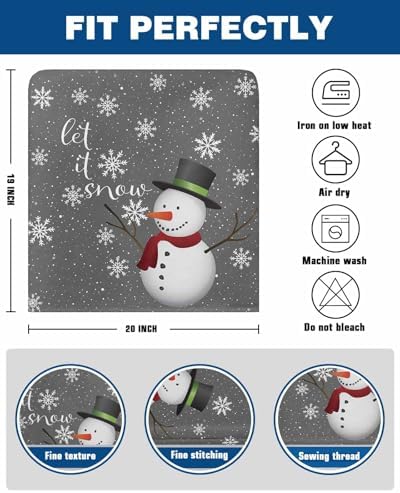 Christmas Chair Back Covers Set of 4 Snowman Snowflake Burlap Linen Slipcovers