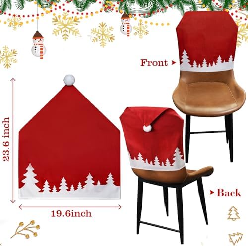 2PCS Christmas Chair Covers with Santa Hat Design 1