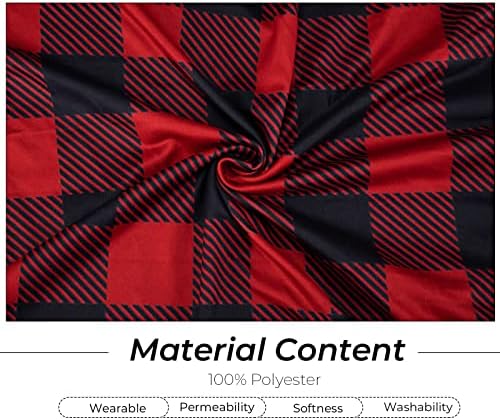 Whaline 4Pcs Red Black Plaid Dining Chair Covers with Elastic Stretch Fit