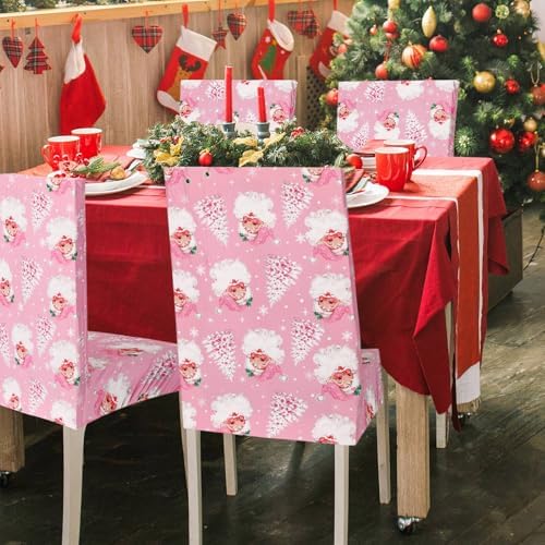 4Pcs Christmas Chair Covers with Santa and Tree Design