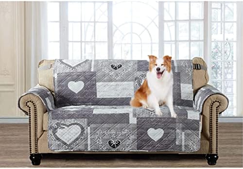 Brilliant Sunshine Heart Love Loveseat Slip Cover - Grey