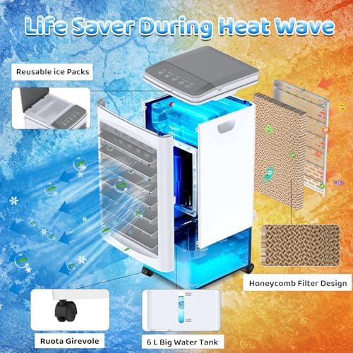 Laluztop 16 Gal Portable Air Cooler with 3 Speeds and Remote Control