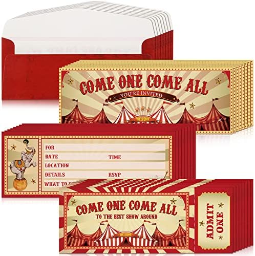Fuutreo 50 Pcs Circus Party Invites with Envelopes
