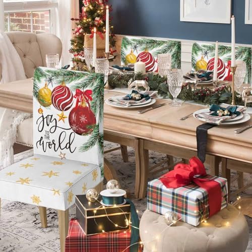Horaldaily 6PCS Christmas Chair Covers with Balls