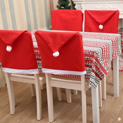 Christmas Chair Covers Set of 6 Santa Hat Decor