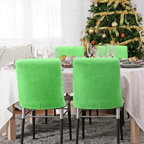 Christmas Chair Covers Set of 4 Luxury Plush Lime Green Chair Back Covers
