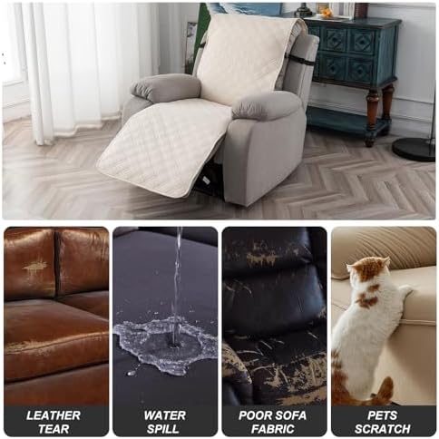 Recliner Chair Cover Waterproof Non-Slip Pet Protector for Living Room